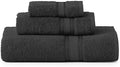 LANE LINEN Luxury Towels Set - 3 Piece Set, 100% Cotton Bathroom Towels, Zero Twist, Quick Dry Shower Towels, Absorbent Bath Towel, Super Soft, 1 Bath Towel, 1 Hand Towel, 1 Wash Cloths - Black by LaneLinen