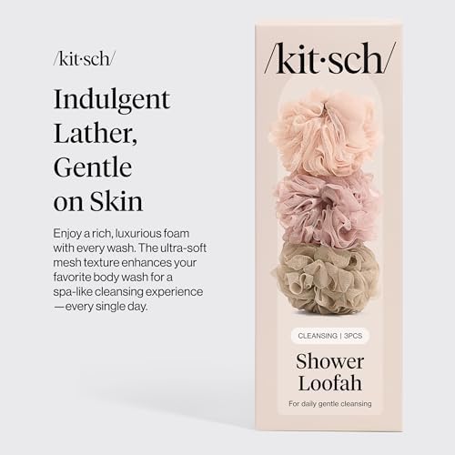 Kitsch Shower Loofah – Soft Mesh Body Scrubber & Bath Sponge - 3pc Set - Image 5