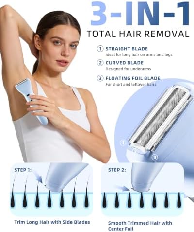 Ufree 3-in-1 Bikini Trimmer Electric Razors for Women, Gifts for Women - Image 3