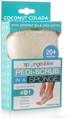 Spongables Pedi Scrub Foot Exfoliating 20+ Wash Sponge, Coconut Colada, 1 Count by Spongeables