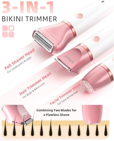 Ufree 3-in-1 Bikini Trimmer Electric Razors for Women, Gifts for Women - Image 2