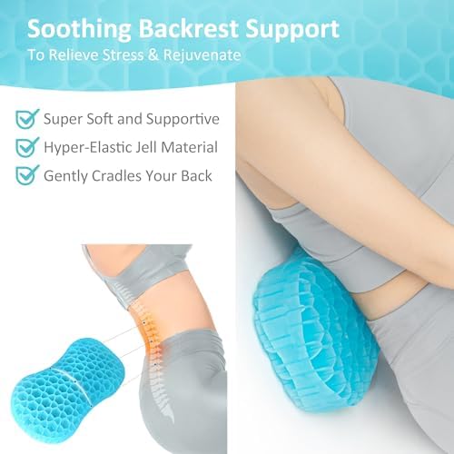 Sunlit Bath Jello Mini Gel Bath Pillows, Lumbar Pillow for Bathtub, Back Support Pillow, Gel Pillow with Non-Slip Suction Cups for Lumbar, Back Rest Support, Fits Curved or Straight Back Tubs, Aqua - Image 2
