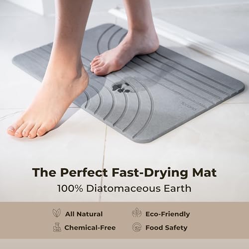 TOSORO - Stone Bath Mat Diatomaceous Earth Shower Mat Non-Slip Super Absorbent Diatomite Stone Bath Mats for Bathroom Floor Quick Drying Natural Easy to Clean (23.5 x 15) - Graphite, 2pcs - Image 4