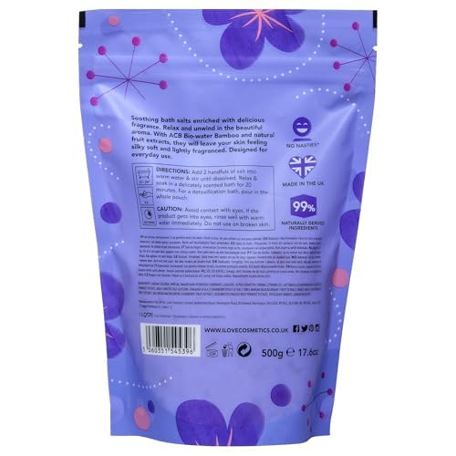 I LOVE Violet Dreams Bath Salts - Calming Bath Soak with Violet and Rose Fragrance - Relaxing Bath Salts for Sleep - Skin-Softening Formula - 17.6 oz