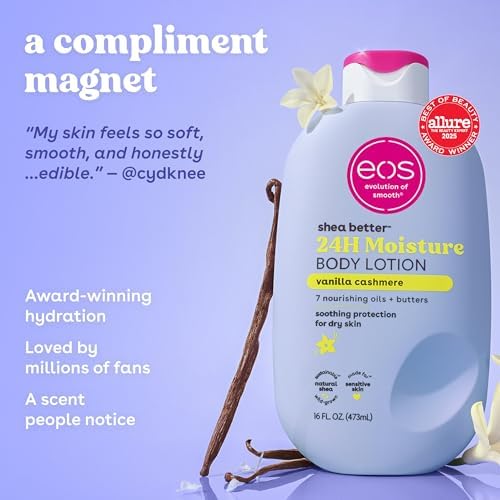 eos Shea Better Body Lotion- Vanilla Cashmere, 24-Hour Moisture, 16 fl oz - Image 4