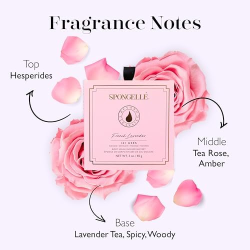Spongellé French Lavender Wild Flower Bath Sponge with Box for Mothers Day Gift | Built-in Body Wash & Body Scrubber, Shower Loofah Sponge for Women | 14+ uses - Image 3