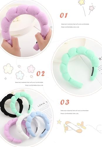 Spa Headband Set Washing and makeup sponge hair hoop suit bath towel cloth for cleaning the face or bath beam. (White, Average code) - Image 4
