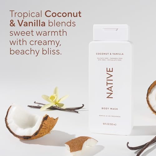 Native Clean Body Wash, Gentle & pH-balanced for Sensitive Skin, 24-Hr Freshness for Women & Men, Vegan & Cruelty-Free, Free of Sulfates, Parabens & Phthalates, Coconut & Vanilla, 18fl oz - Image 5