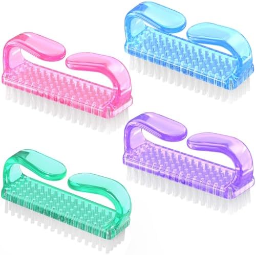 Larbois Handle Grip Nail Brush, Hand Fingernail Brush Cleaner Scrubbing Kit Pedicure for Toes and Nails Men Women (4 Pack) (Color-2) by Larbois