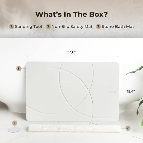 TOSORO - Stone Bath Mat Diatomaceous Earth Shower Mat Non-Slip Super Absorbent Diatomite Stone Bath Mats for Bathroom Floor Quick Drying Natural Easy to Clean (23.5 x 15) - Sandstone - Image 6