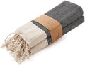 BAY LAUREL Turkish Hand Towel – Pack of 2 | Soft & Absorbent Decorative Towels for Bathroom, Hand, Face, Hair, Gym, Yoga, SPA, Kitchen & Tea | Boho Decor (Black, Herringbone 16x40 Inches (Set of 2) by BayLaurel