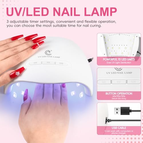 COSCELIA 58PCS Acrylic Nail Kit for Beginners with Everything Drill & Light - Image 4