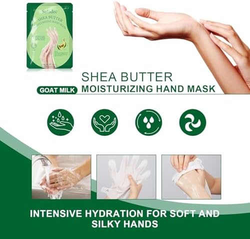 SULADEC Moisturizing Hand Mask with Shea Butter and Goat Milk, Hydrating Hand Masks for Dry Cracked Hands, Dry Skin Moisturizer for Soft and Smooth Touch Hands - Men Women - 5 Pairs - Image 4