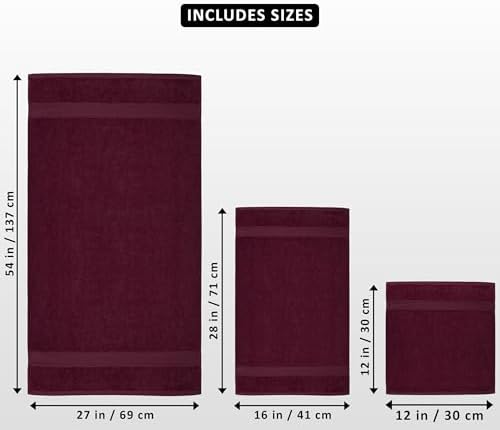Utopia Towels 8 Piece Majestic Plush Luxury Towel Set, Cotton, Burgundy - Image 2