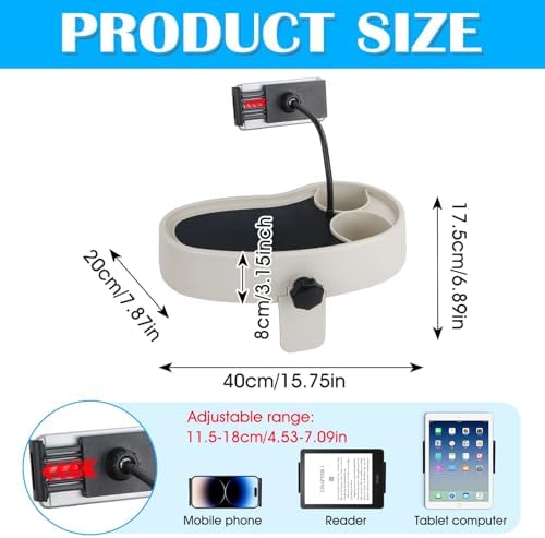 Hot Tub Table Tray with Adjustable Phone Holder, Nonslip Bathtub Table Tray Between 2.4-7.4" Hot Tub Accessories for Adults with 2 Cup Holders, Clip-on Pool Side Table for Above Ground Bathtub (Beige) - Image 2