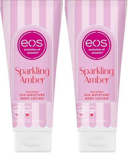 eos Shea Better Travel Size Body Lotion, Sparkling Amber, Limited Edition Skin Care, 24-Hour Moisture, Body Lotion for Women, travel size toiletries, Vegan, 2.5 fl oz (Pack of 2) by eosproducts