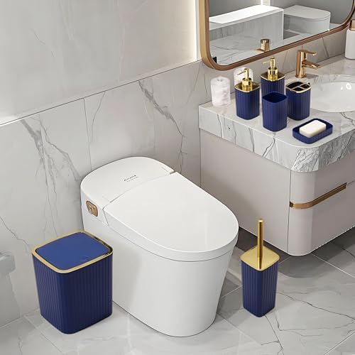 XLHOMO 26PC Bathroom Accessories Set - Gorgeous Blue Bathroom Set, Bathroom Accessory Set, Navy Blue Shower Curtain Set with Bathtub Mats for Shower Tub - Image 4
