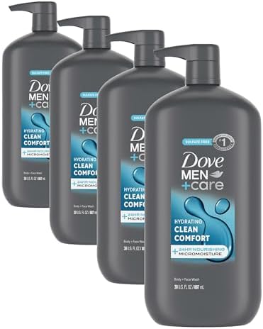 DOVE MEN + CARE Body and Face Wash Hydrating Clean Comfort Men's Body Wash with 24-Hour Nourishing Micromoisture Technology 30 oz (Pack of 4) by DoveMenCare