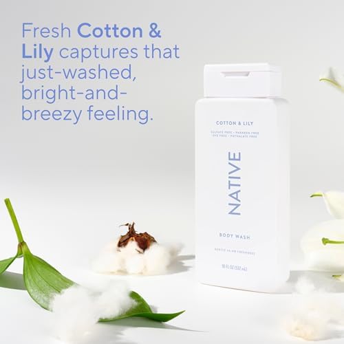 Native Clean Body Wash, Gentle & pH-balanced for Sensitive Skin, 24-Hr Freshness for Women & Men, Vegan & Cruelty-Free, Free of Sulfates, Parabens & Phthalates, Cotton & Lily, 18 fl oz - Image 5