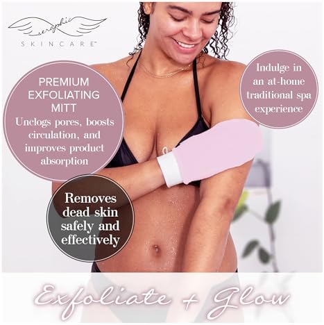 Pink Premium Exfoliating Mitt for Body 1pc, Exfoliating Glove & Scrubber - Image 2