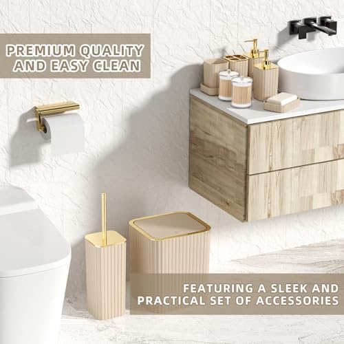 XLHOMO Bathroom Accessories Set - Gorgeous 10PC Beige Bathroom Set - Image 5