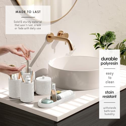 Clara Clark White Bathroom Set - Bathroom Sets with Shower Curtain and Rugs, 26PC Bathroom Accessory Set, Shower Curtain Set with Adhesive Corner Shower Caddy Hanging & Soap Dispenser - Image 3
