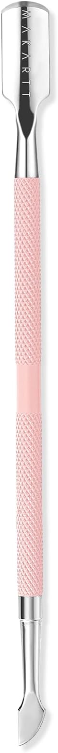 Makartt Cuticle Pusher, Pink Cuticle Remover, Professional Stainless Steel Nail Cleaner Dual Ended Spoon Pusher and Cutter Cuticle Care Nail Prep for Manicure Pedicure Nail Art