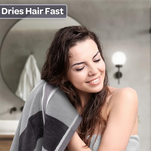 Lavish Home Bathroom Towels Set, Bathroom Accessories, Charcoal, Set of 6 - Image 3
