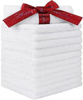 HOMEXCEL Microfiber Washcloths 12 Pack, Highly Absorbent and Soft Face Towel, Multi-Purpose White Wash Cloths for Bathroom, Hotel, Spa, Gym, and Kitchen, 12x12 Inch by HOMEXCEL