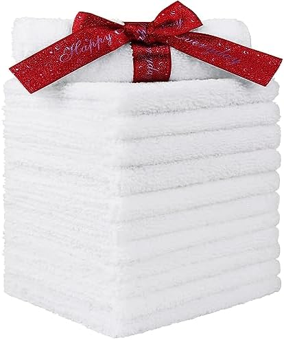 HOMEXCEL Microfiber Washcloths 12 Pack, Highly Absorbent and Soft Face Towel, Multi-Purpose White Wash Cloths for Bathroom, Hotel, Spa, Gym, and Kitchen, 12x12 Inch by HOMEXCEL