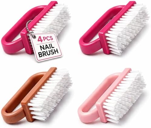 4 Pcs Nail Brush for Cleaning Fingernails, Nail Brush Handle Grip Brush for Nail and Toes,Pedicure Brushes for Men and Women, Fingernail Scrub Cleaning Brushes by Unknown