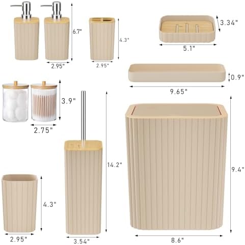 XLHOMO Bathroom Accessories Set - 10PC Elegant Beige Bathroom Set - Image 3