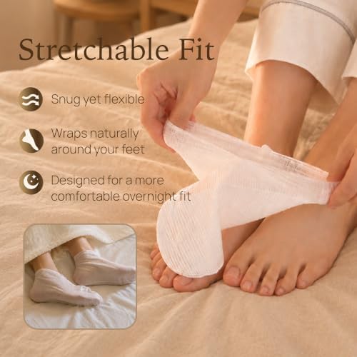 Epielle TruWrap Fit Overnight Advanced Hydrating Foot Mask 3-Pack, Prebiotic Oat, Shea Butter, Urea for Dry Cracked Feet - Image 4