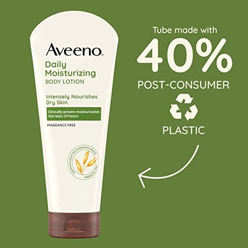 Aveeno Daily Moisturizing Body Lotion with Soothing Prebiotic Oat, Gentle Lotion Nourishes Dry Skin With Moisture, Paraben-, Dye- & Fragrance-Free, Non-Greasy & Non-Comedogenic, 8 fl. oz (Pack of 2) - Image 4