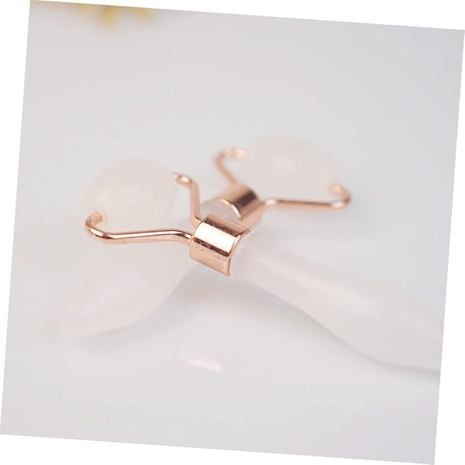 Jade Face Massage Roller Single Head Skin Care Tool for Women Portable Beauty Roller for Eye Puffiness and Wrinkles Natural Rose Quartz Design