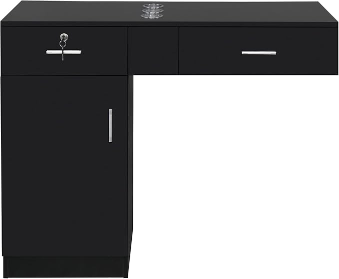Wall Mount Styling Station for Hair Stylist,Wooden Hair Salon Station Storage Cabinet,Beauty Salon Storage Equipment,Beauty Spa Tool Organizer,with Drawers,for Barber Shop, Home, Bathroom (Black)