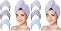 Hicober Microfiber Hair Towel - 6 Packs Anti Frizz Turbans for Wet Hair - Curl-Defining Wrap (Purple, Blue, Grey) by Hicober