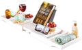 White Bathtub Tray for Tub - Bamboo Bath Tray, Expandable Wooden Bath Caddy Tray with Wine Holder, Book and Tablet Stand, Bathroom Accessories, Tub Table, Bridal Shower Gifts for Women by Bamb%C3%BCsi