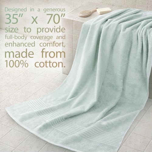 Cotton Paradise 100% Cotton Turkish Towel Set, Soft Absorbent Quick Dry, 2 Piece 35x70 Bath Sheet Set, Mint Green - Image 2