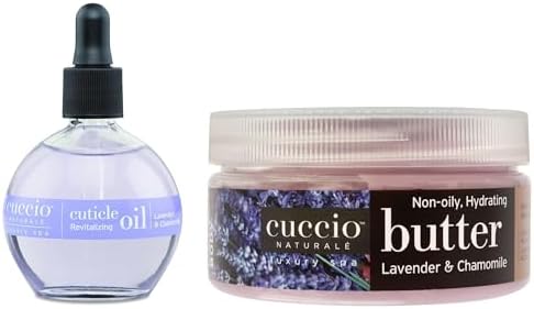 Cuccio Full Hand Treatment - Cuticle Oil 2.50 Oz and Butter Blends Moisturizing Scented Body Cream, 8 Oz (Lavender) by Cuccio