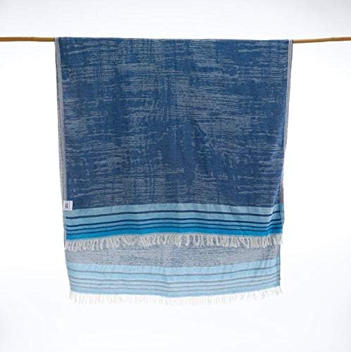 Turkish Bath Towel 100% Cotton Eco-Friendly Quick Dry Travel Sauna Spa Beach Pool (35 x 70 inches) Soft Absorbent Decorative Peshtemal Towels (Blue Indigo)