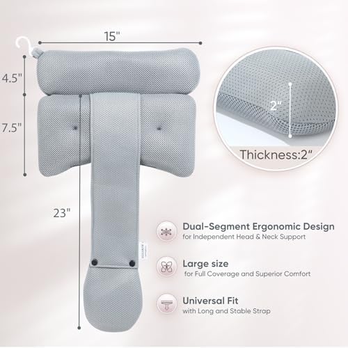 2-Pack Dual-Section Pillows (Grey) for Hot Tub, Spa, Bathtub & Pool - Image 6
