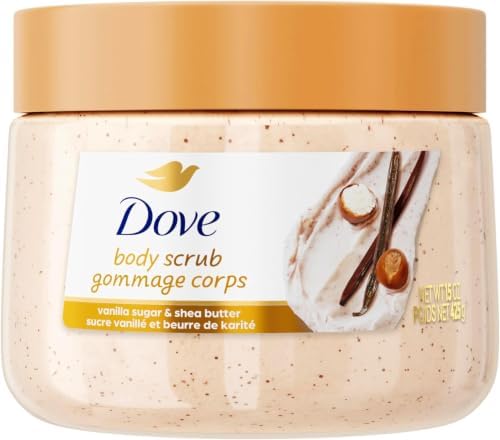 Dove Vanilla Sugar & Shea Butter Body Scrub Exfoliates and Deeply, 15 Ounce (Pack of 12) by Dove