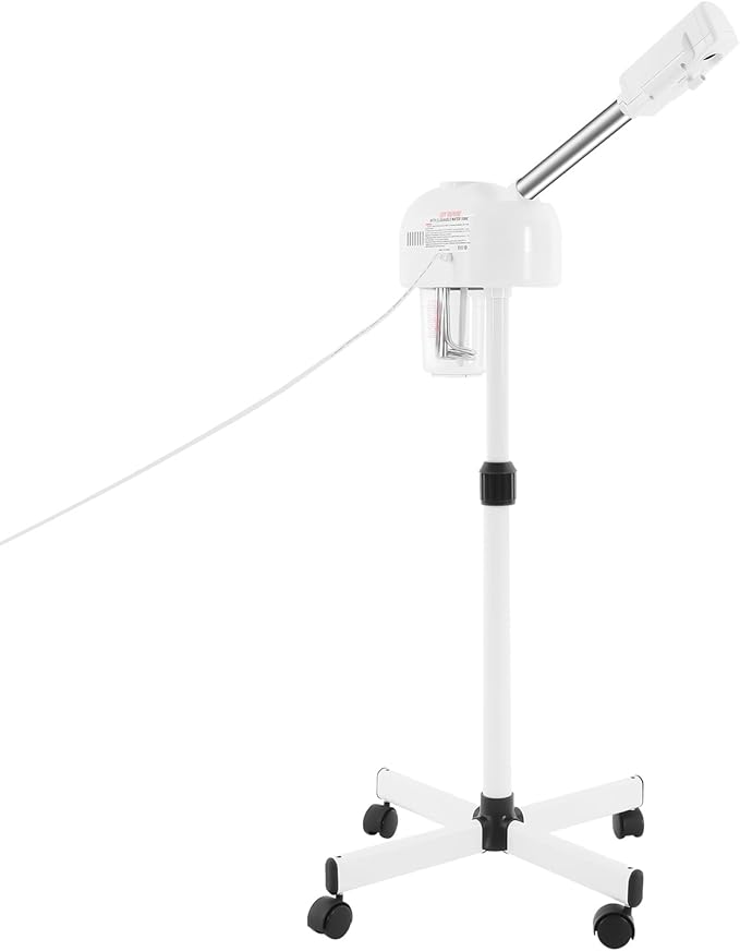 Facial Steamer, 800w 110v Professional Skin Care Equipment Adjustable Height Home Facial Spa Steamer Professional Ozone Facial Steamer with Universal Wheels for Barber Stores Hospitals Beauty Salons