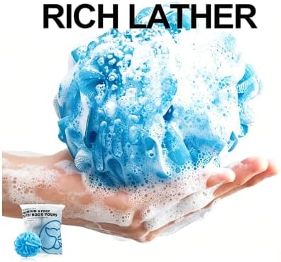 Loofah Bath Sponges - Gentle Exfoliating Shower Loofah for Rich Lather, Durable Mesh Body Scrubber for Men & Women 4 Pack (Sky Blue) - Image 2