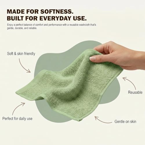 Utopia Towels 12 Pack Cotton Washcloths Set, 100% Ring Spun Cotton, Premium Flannel Face Cloths, Highly Absorbent and Soft Feel Fingertip Towels, Sage Green - Image 4