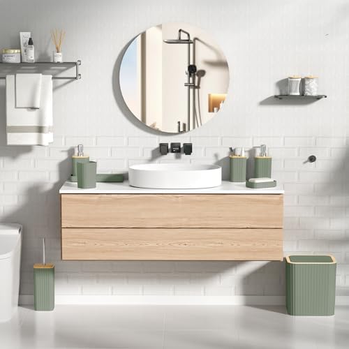 XLHOMO Bathroom Accessories Set - 10PC Elegant Sage Green Bathroom Set - Image 2
