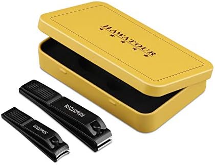 HAWATOUR Nail Clippers Set with Visibly Tin Case, Black - Image 2