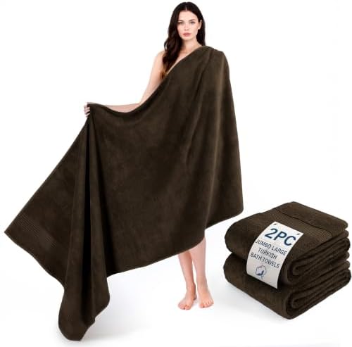 Cotton Paradise 100% Cotton Turkish Towel Set, Soft Absorbent Quick Dry, 2 Piece 35x70 Bath Sheet Set, Chocolate Brown by UNITEDHOMETEXTILE