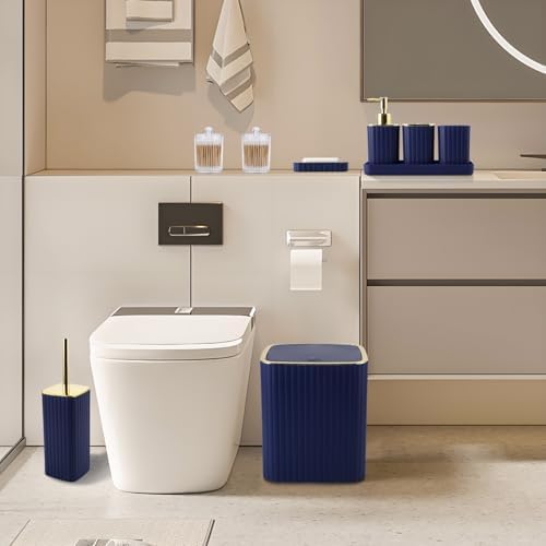 XLHOMO Bathroom Accessories Set - Gorgeous Navy Blue Bathroom Set, 10PC - Image 6